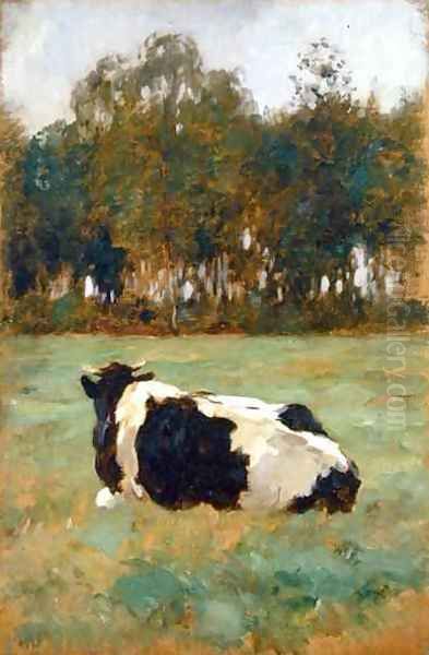 A Cow in the Meadow Oil Painting by Thomas Ludwig Herbst