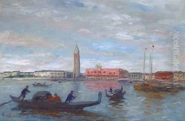 Gondolas before the Dogana, Venice Oil Painting by Thomas Ludwig Herbst