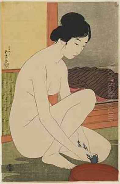 Woman Bathing Taisho era Oil Painting by Goyo Hashiguchi