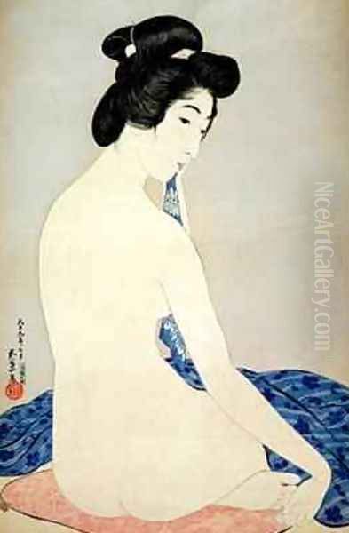 Woman after the bath Oil Painting by Goyo Hashiguchi