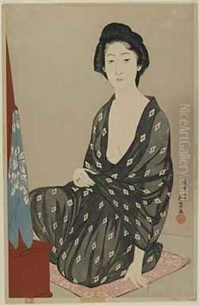 Woman in Summer Dress Taisho era Oil Painting by Goyo Hashiguchi