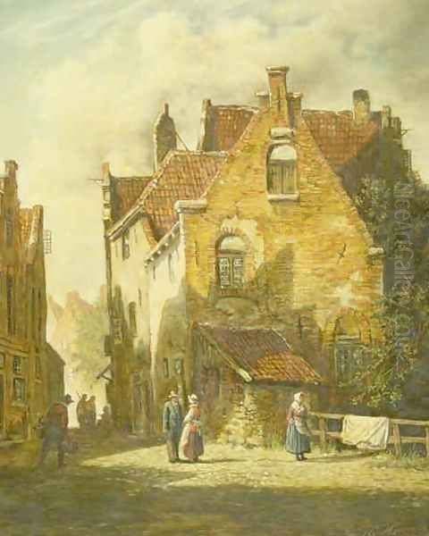 Street Scene Oil Painting by Ewald Honnef