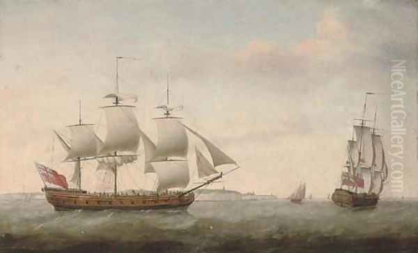 The merchantman Augustus Caesar in two positions in the Channel off Dover Oil Painting by Francis Holman