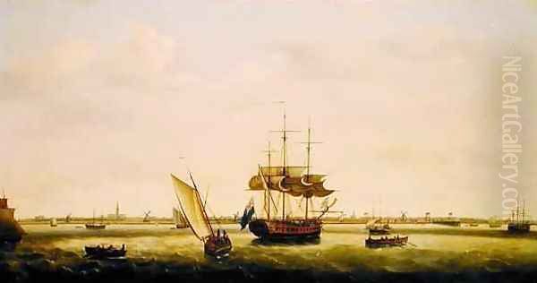 The Frigate Surprise at Anchor off Great Yarmouth Norfolk Oil Painting by Francis Holman