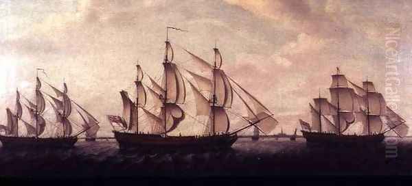 Three Hudson Bay ships in the Thames Oil Painting by Francis Holman