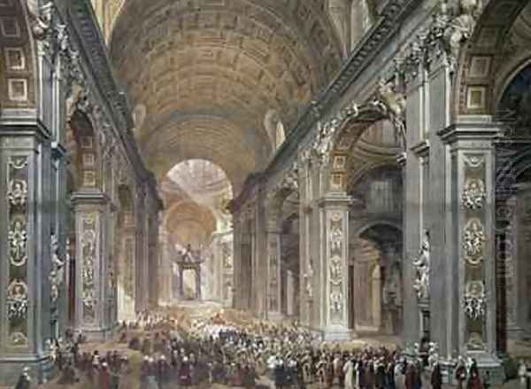 Interior of St Peters Rome Oil Painting by Louis Haghe