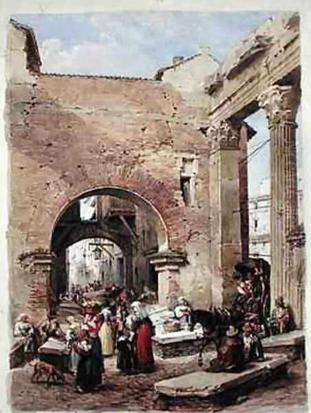 The Fish Market at Portico dOttavia Rome Oil Painting by Louis Haghe