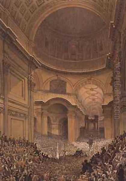 Duke of Wellingtons Funeral in St Pauls Cathedral Oil Painting by Louis Haghe