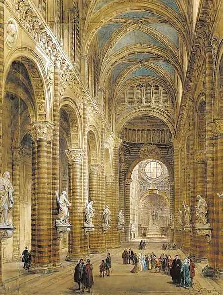 Interior of the cathedral at Sienna Oil Painting by Louis Haghe