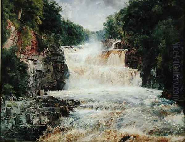 Swallow Falls Bettws y Coed North Wales Oil Painting by Edwin Frederick Holt