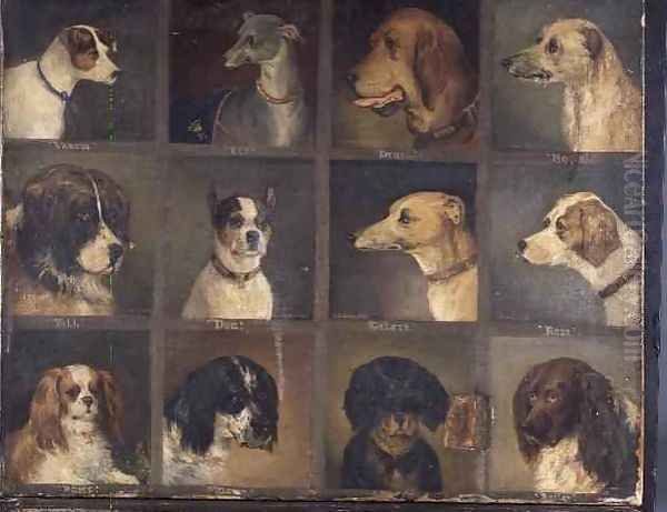 Twelve Favourite Dogs Oil Painting by Edwin Frederick Holt