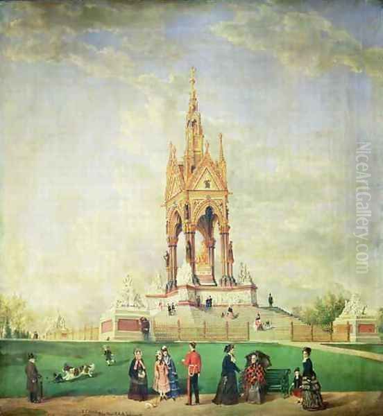 The Albert Memorial in London Oil Painting by Edwin Frederick Holt