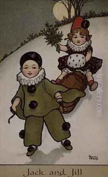 Jack and Jill Victorian card Oil Painting by Florence Hardy