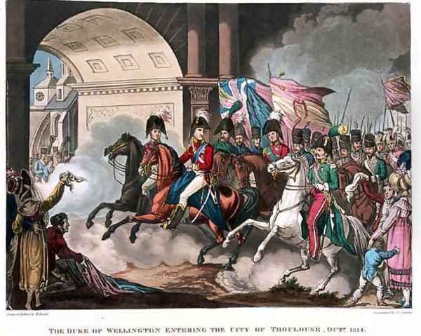 The Duke of Wellington 1769-1852 entering the city of Toulouse in 1814 Oil Painting by William Heath