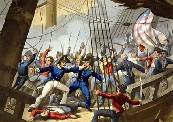 Boarding and Taking the American Ship Chesapeake by the Officers and Crew of HM Ship Shannon Oil Painting by William Heath