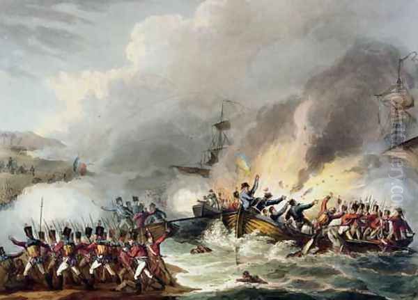 Landing of the British Troops in Egypt March 1801 from The Martial Achievements of Great Britain and her Allies from 1799 to 1815 Oil Painting by William Heath