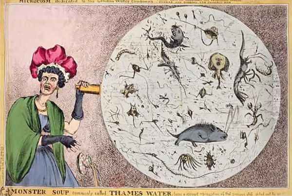 Microcosm dedicated to the London Water Companies Monster soup commonly called Thames Water being a correct representation of that precious stuff doled out to us Oil Painting by William Heath