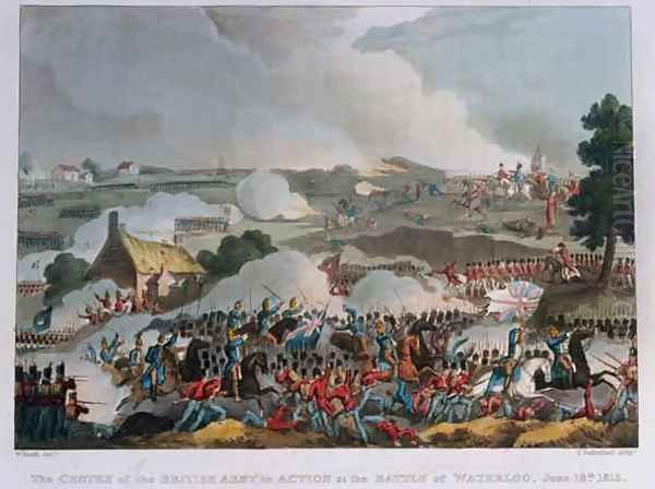 The centre of the British army in action at the Battle of Waterloo Oil Painting by William Heath