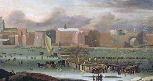 A Frost Fair on the Thames at Temple Stairs Oil Painting by Abraham Danielsz Hondius