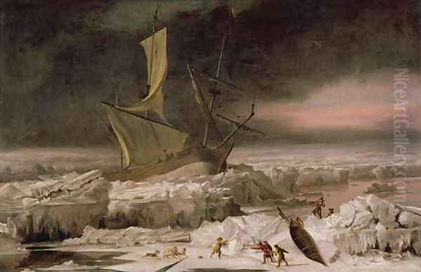 Arctic Adventure or A Ship in Distress off Greenland Oil Painting by Abraham Danielsz Hondius