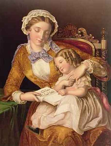 The First Lesson Oil Painting by Samuel Baruch Halle