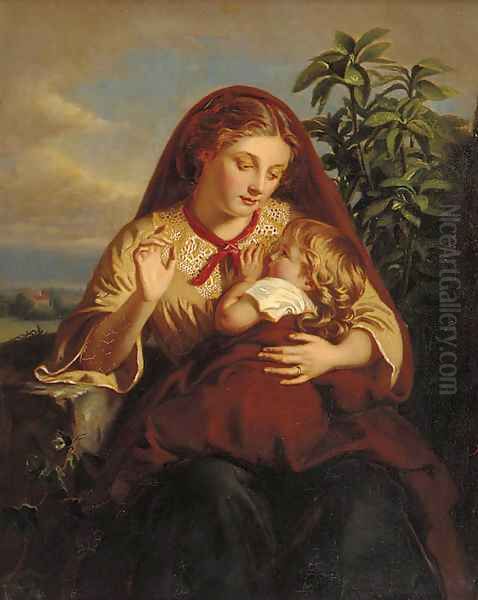 A mother's joy Oil Painting by Samuel Baruch Halle