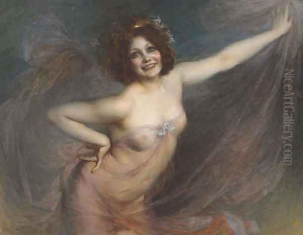 Portrait of Loie Fuller Oil Painting by Felix Hippolyte-Lucas