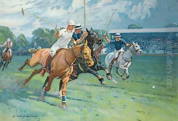 Polo at Hurlingham The Westchester Cup Oil Painting by Gilbert Holiday