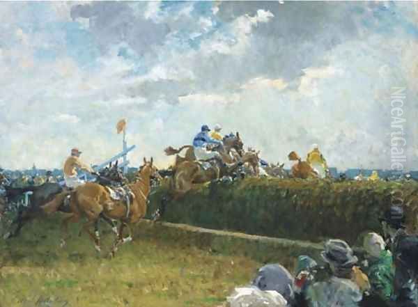 The Grand National Oil Painting by Gilbert Holiday