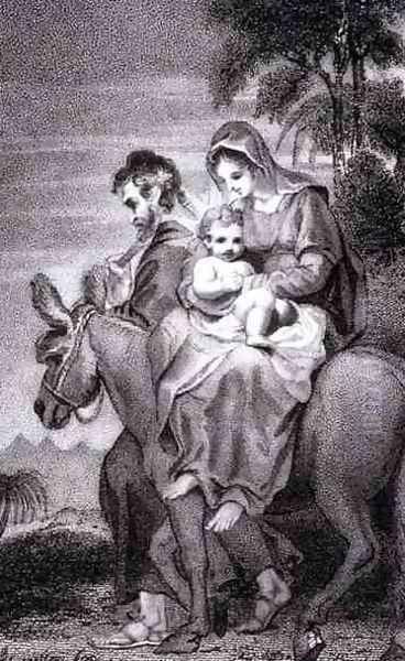 The Flight into Egypt from The History and Life of Our Blessed Lord and Saviour Jesus Christ Oil Painting by William Hopwood