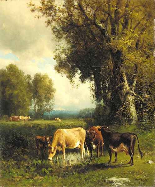 Cows in the Meadow Oil Painting by William M. Hart