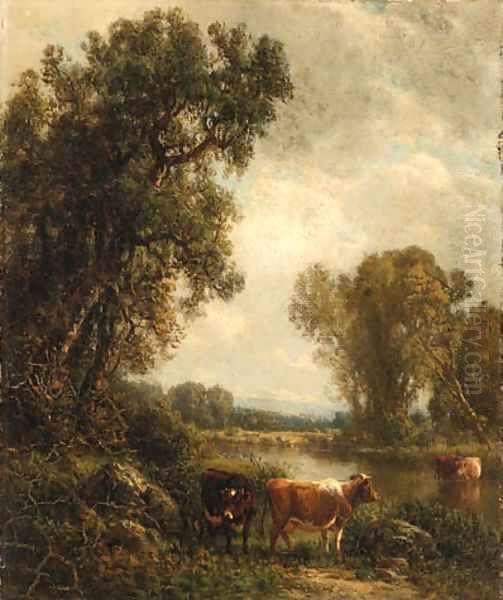 Cows by the Stream Oil Painting by William M. Hart