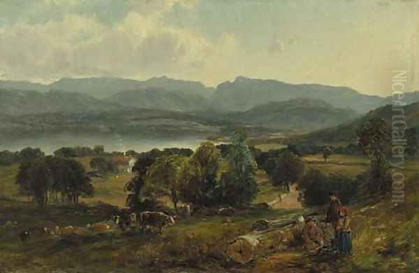 Lake Windermere Oil Painting by William M. Hart