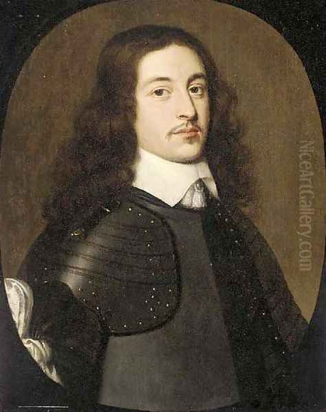 Portrait of a gentleman, three-quarter-length, in a breast plate Oil Painting by Gerrit Van Honthorst