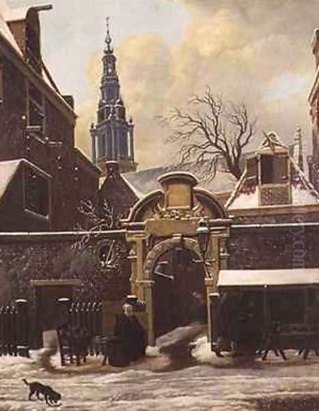 Cobbler at the Gates of the Agnieten Chapel Amsterdam Oil Painting by Carel Lodewijk Hansen