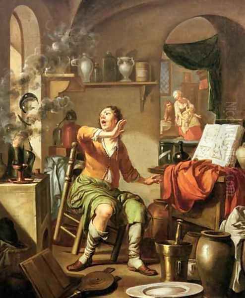 The Alchemist Oil Painting by Hendrick Heerschop or Herschop