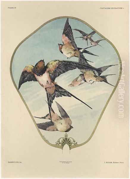 Fan plate 30 from Fantaisies decoratives Oil Painting by Jules Auguste Habert-Dys