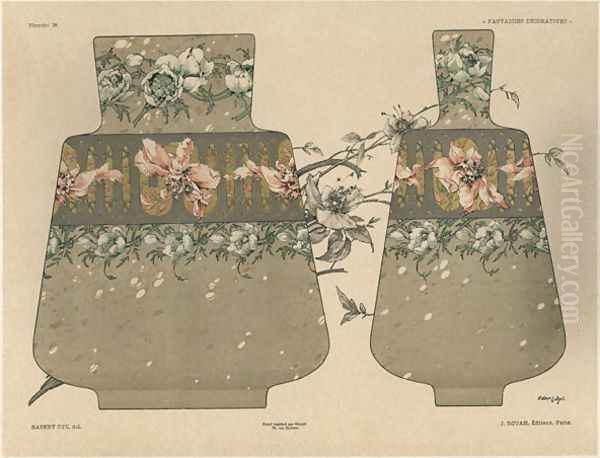 Vases plate 28 from Fantaisies decoratives Oil Painting by Jules Auguste Habert-Dys