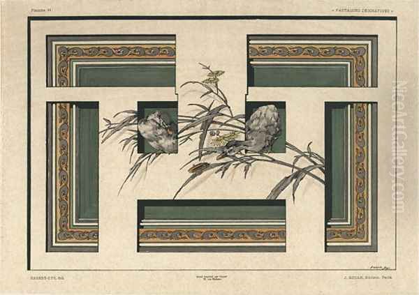 Ducks plate 46 from Fantaisies decoratives Oil Painting by Jules Auguste Habert-Dys