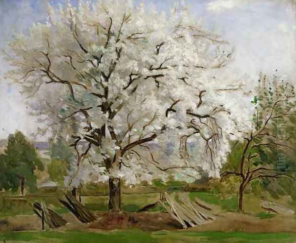 Apple Tree in Blossom Oil Painting by Carl Fredrik Hill