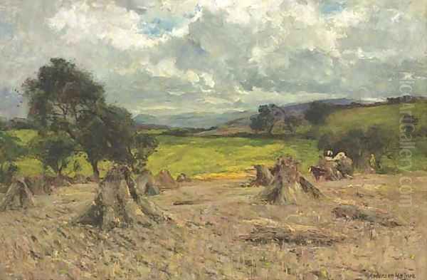 Hay stacks Oil Painting by Joshua Anderson Hague