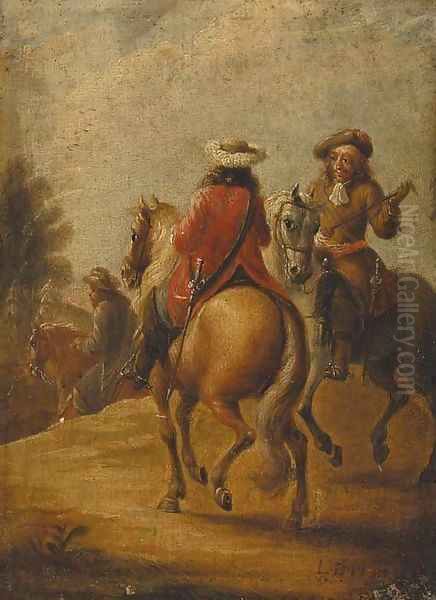 Horsemen on the trot Oil Painting by Lambert de Hondt