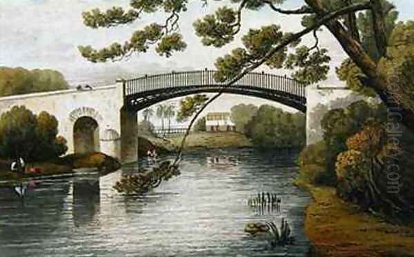 Bridge over the Rio Cobre Spanish Town from A Picturesque Tour of the Island of Jamaica Oil Painting by James Hakewill