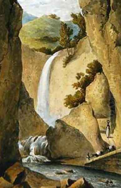 Waterfall on the Windward Road near Kingston from A Picturesque Tour of the Island of Jamaica Oil Painting by James Hakewill