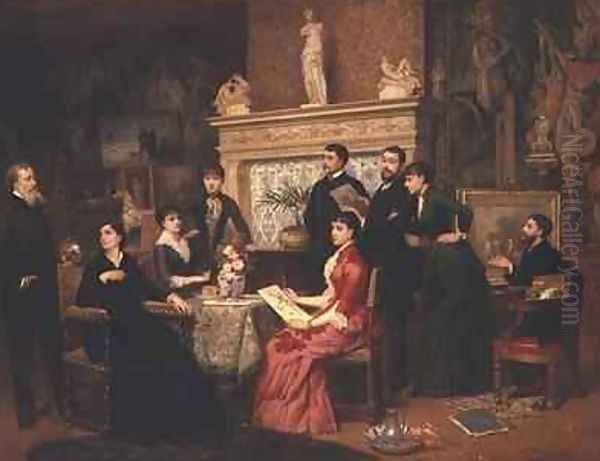 The Painting Lesson Oil Painting by Edouard Jean Conrad Hamman