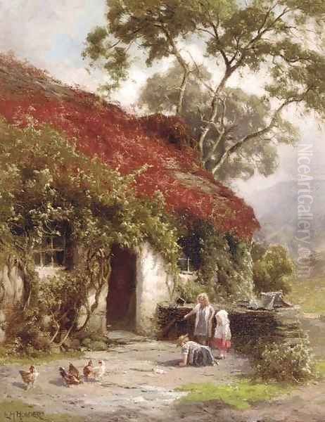 A game outside the cottage Oil Painting by Edward Henry Holder