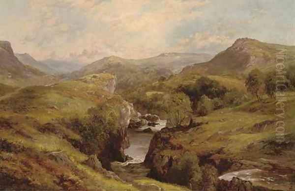 A river winding through an extensive landscape Oil Painting by Edward Henry Holder