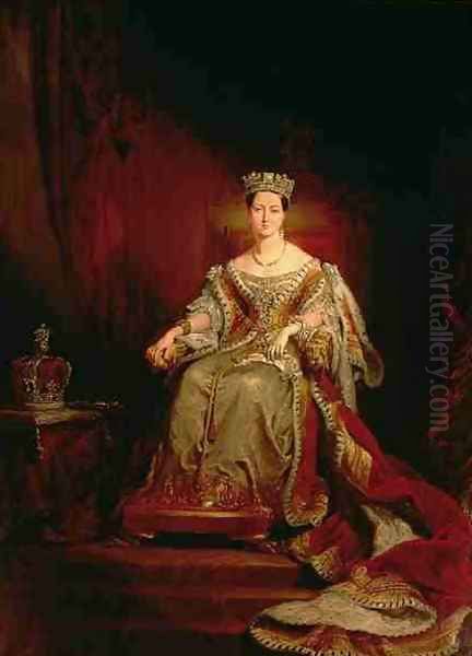 Queen Victoria on the Throne Oil Painting by Sir George Hayter