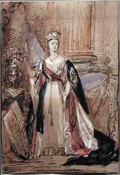 Study for a Portrait of Queen Victoria 1819-1901 Oil Painting by Sir George Hayter