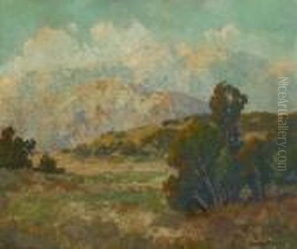 Landscape With Distant Mountains, Believed To Be Escondido Hills Oil Painting by Maurice Braun